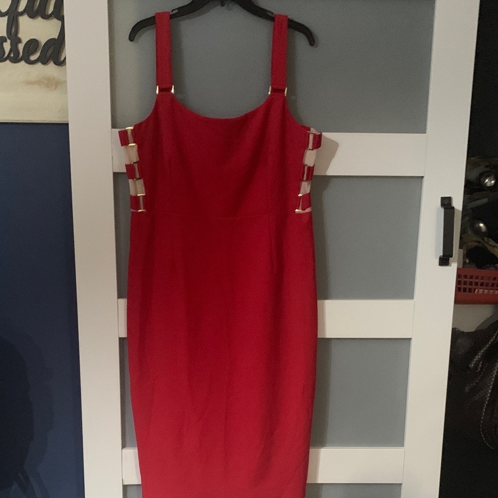 BOLD elements Red Dress with Gold Accents